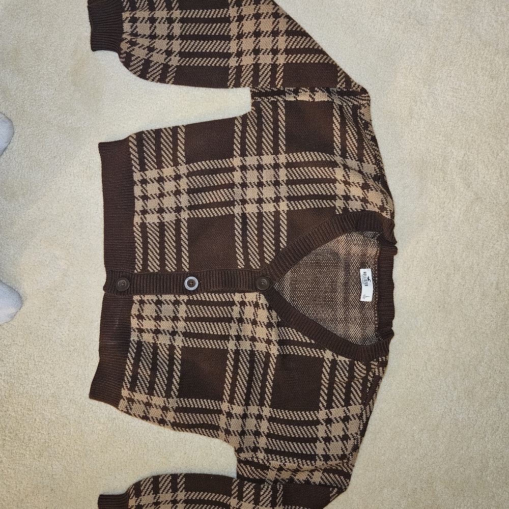 Hollister Brown Plaid Jacket Classic Checkered Design
